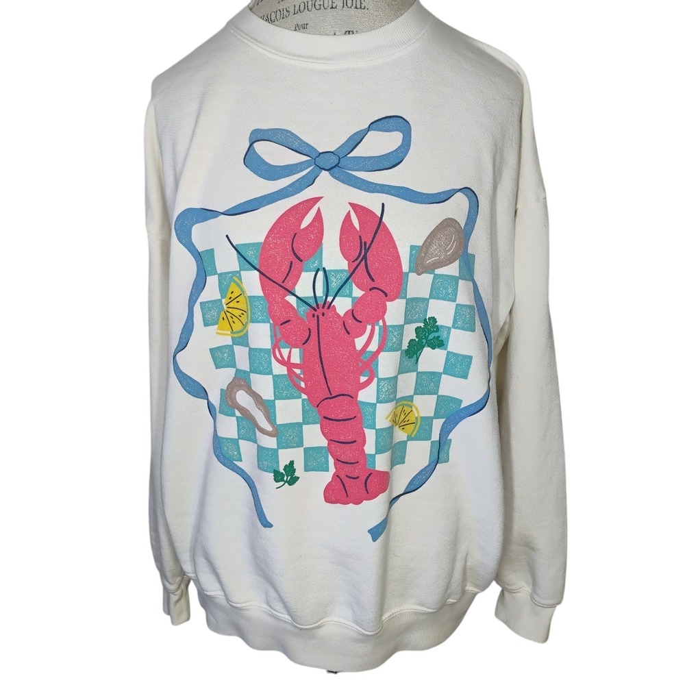 Originality Lobster Sweatshirt Womens Small Oversized‎ New England Maine Coastal